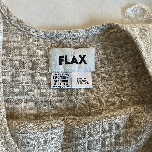 Flax Tan Sleeveless Sheath Dress Midi Scoop Neck 100% linen tan textured - Picture 5 of 6